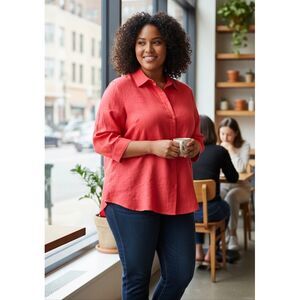 Westbound 100% Linen blouse size PL